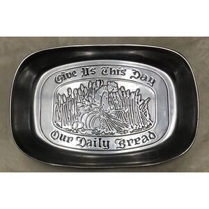 Vintage Wilton Pewter Bread Plate Tray "Give‎ Us This Day Our Daily Bread"